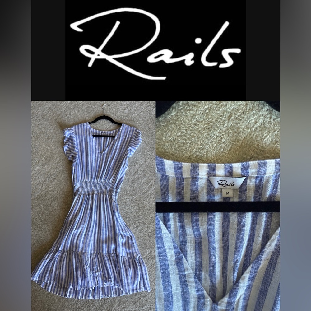 Rails Striped Midi Dress in Blue and White